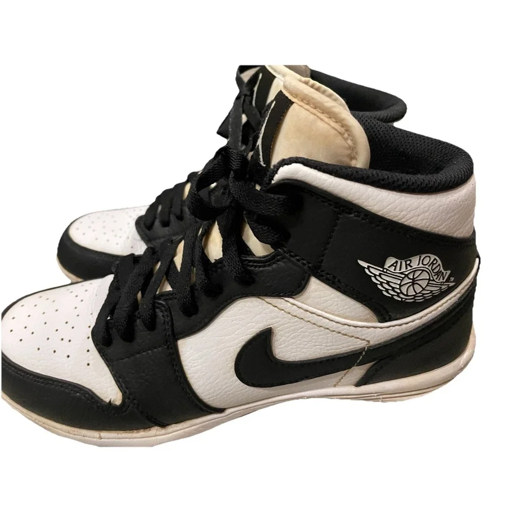 Air Jordan 1 Mid TD Panda Football Cleats Shoes Mens 7 US Black/White